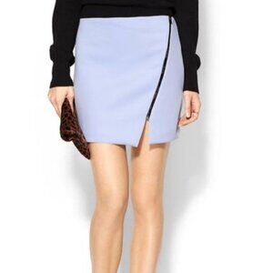 NWT Wells Grace Asymmetrical Moto Zip Skirt Soft Blue SIZE SMALL